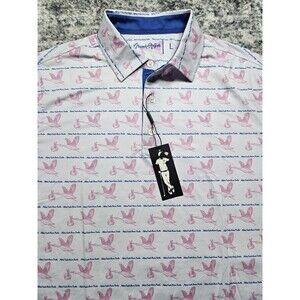 Grunk Dolfer Polo Shirt Mens Large White Birdies For Babies All Over Print  Golf